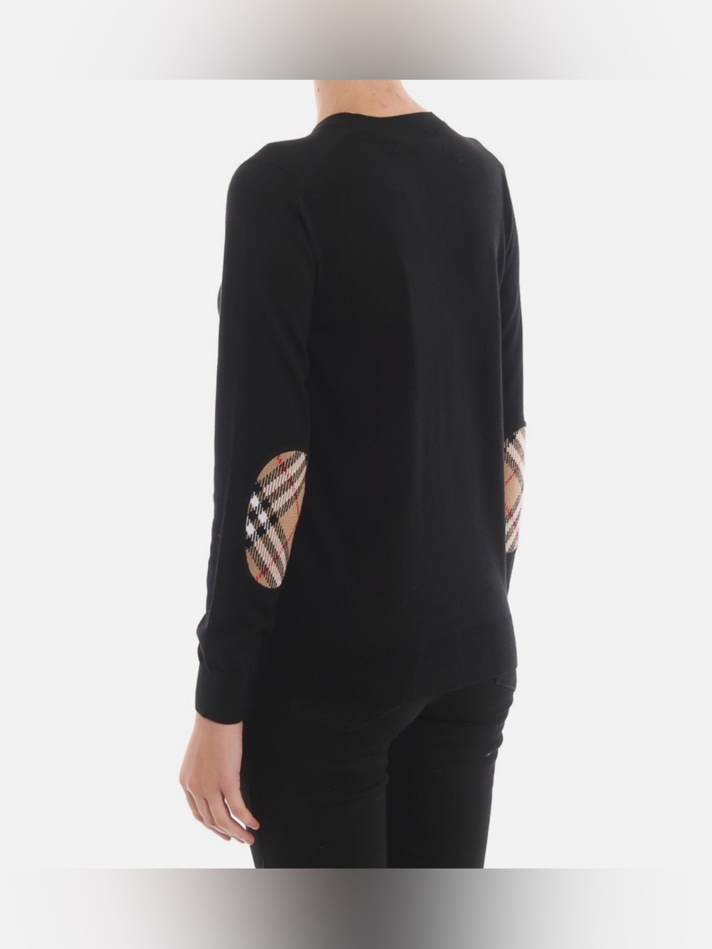 *Like New* Burberry 100% Merino Wool Sweater with Iconic Check Elbow Patches